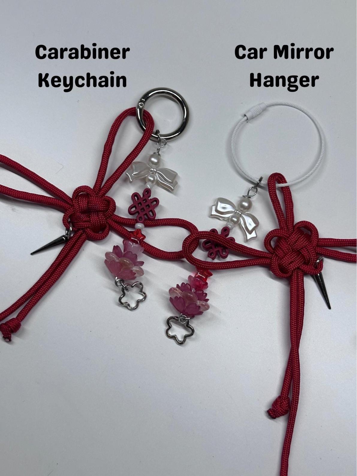 Floral Jade Star Fortune Knot Keychain: Handmade Chinese Lucky Charm