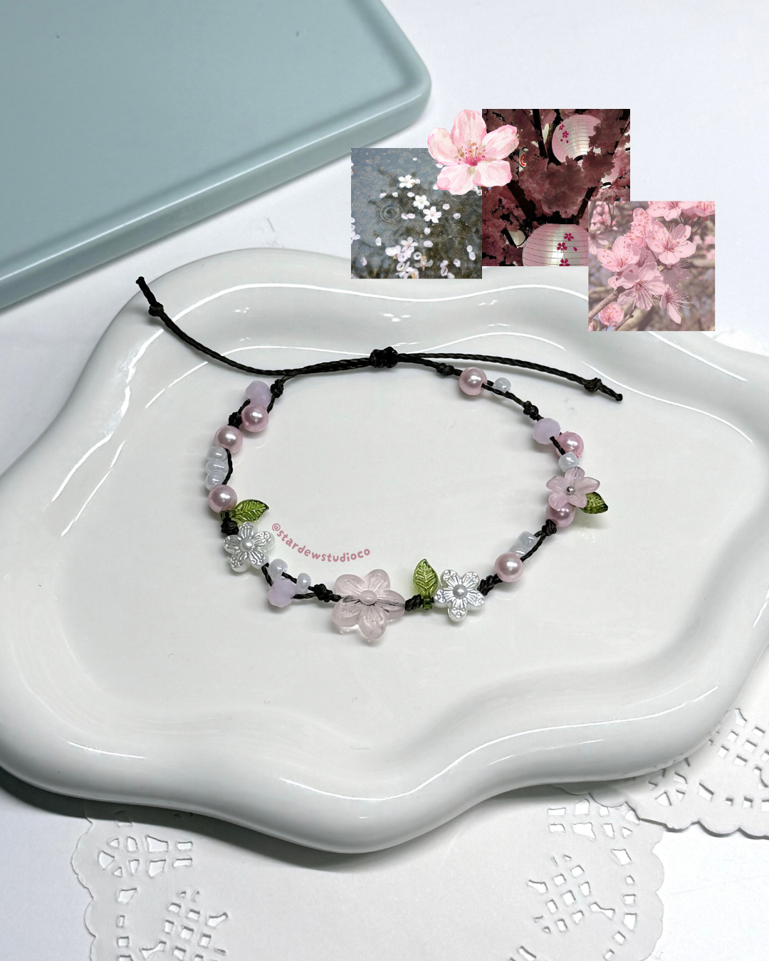 Handmade Floral Blooming Garden Style Water Resistant Knotted Bracelet fashion accessories