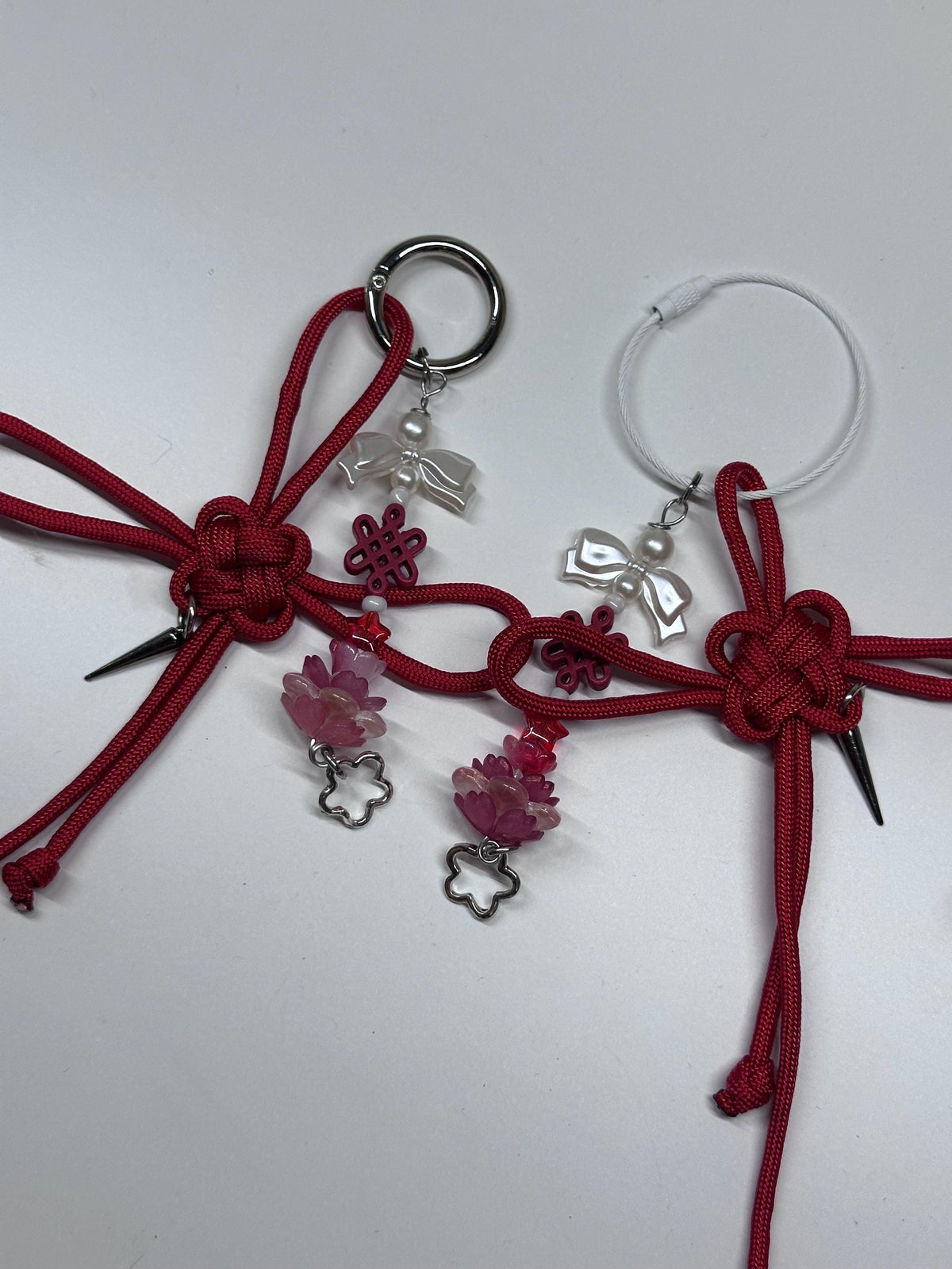 Red Lotus Fortune Knot Keychain