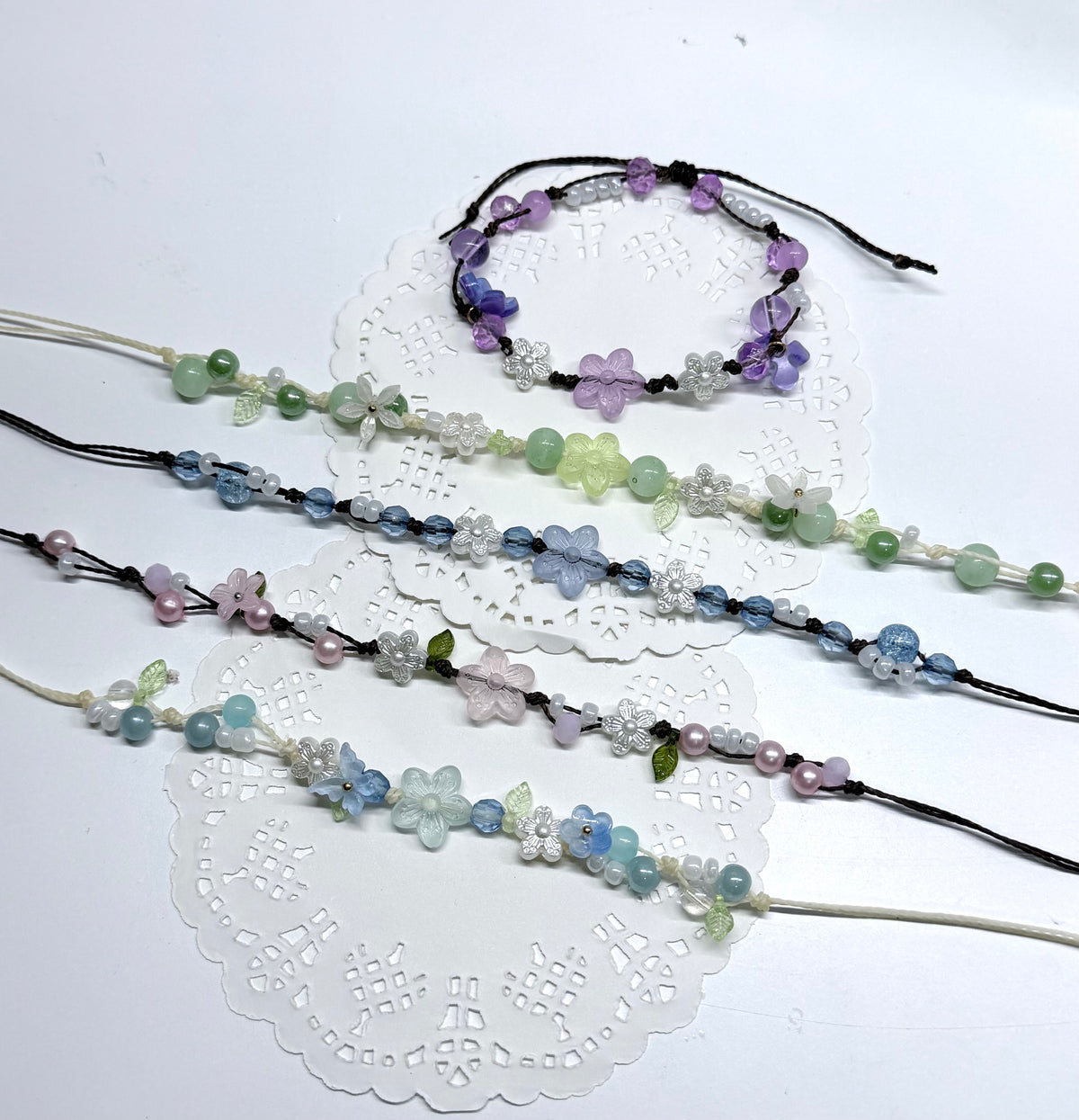 Handmade Floral Blooming Garden Style Water Resistant Knotted Bracelet fashion accessories