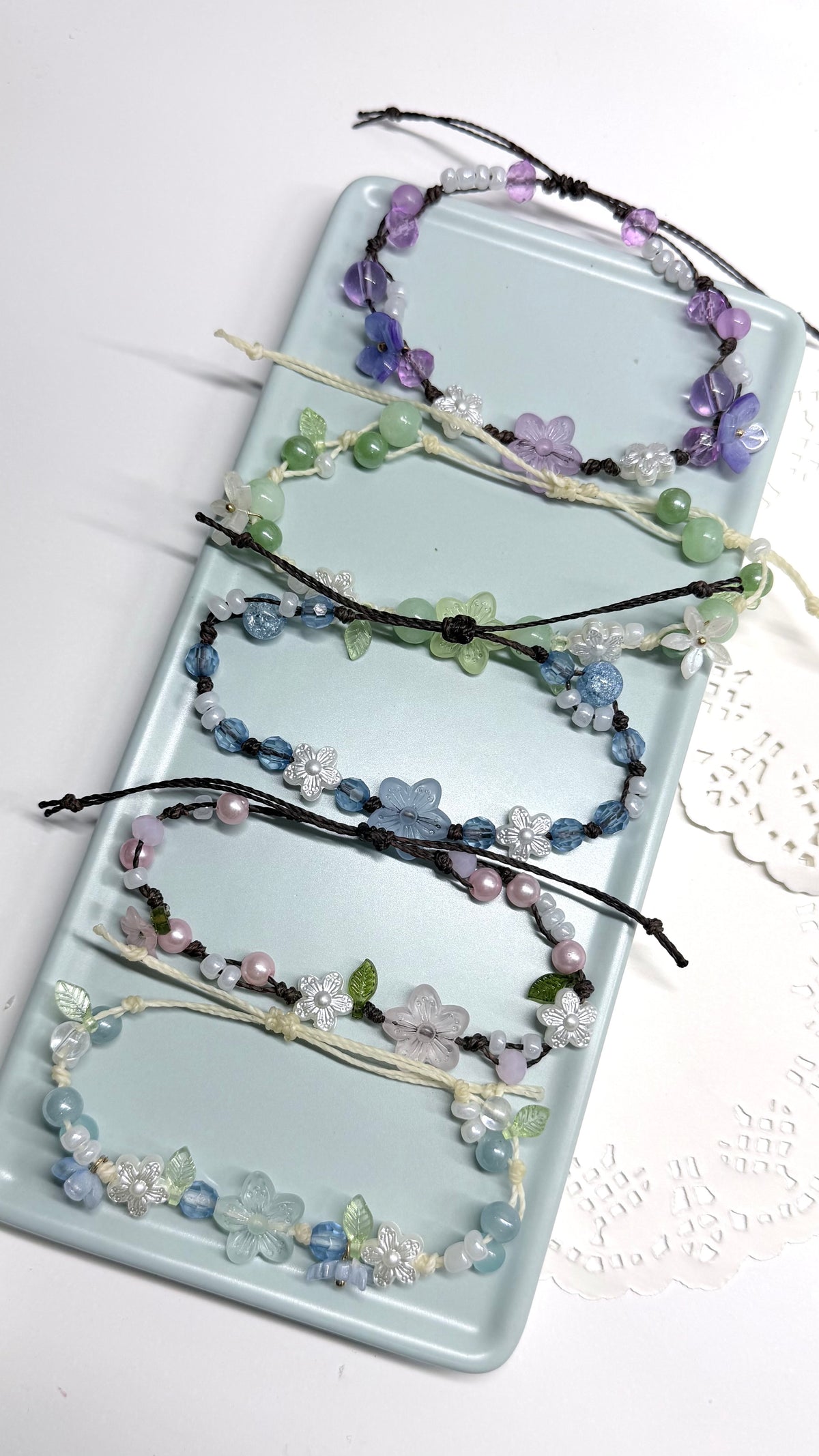 Handmade Floral Blooming Garden Style Water Resistant Knotted Bracelet fashion accessories
