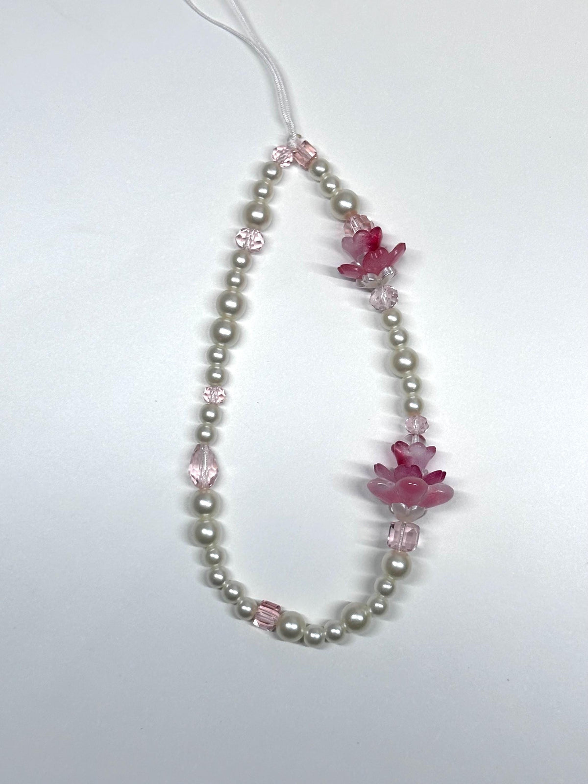 Red Lotus Floral Beaded Phone Strap