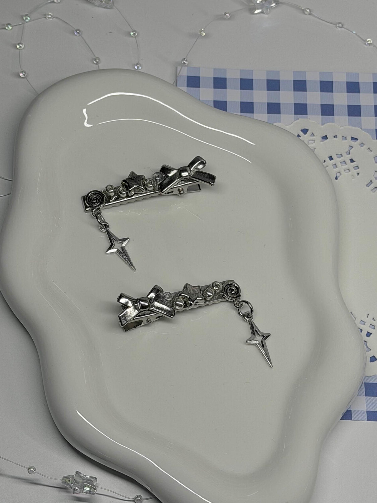 Silverbell Bow Hair Clips