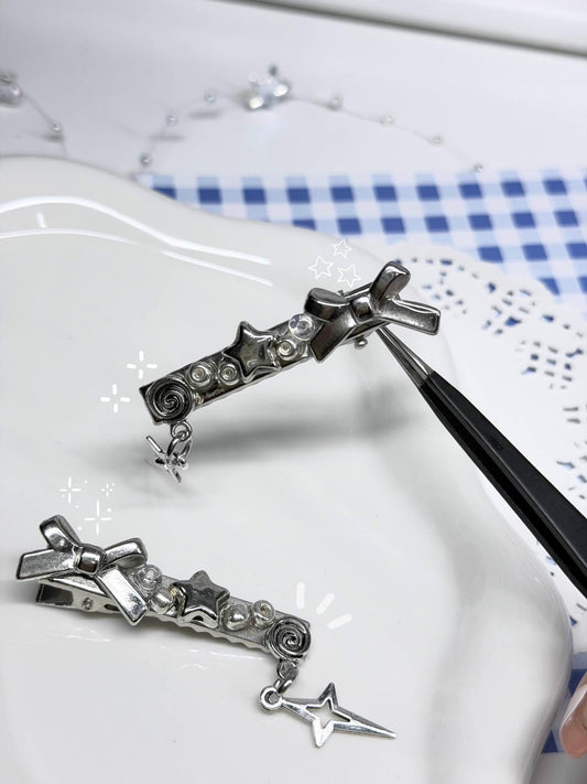 Silverbell Bow Hair Clips