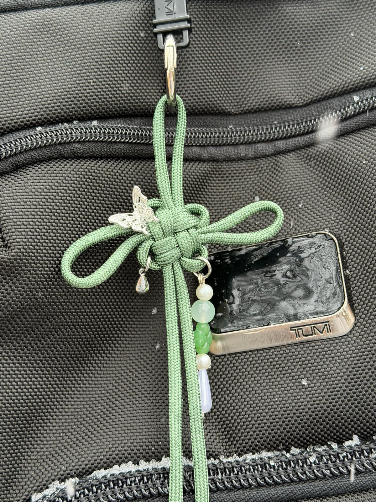 Jade Butterfly Fortune Knot Keychain